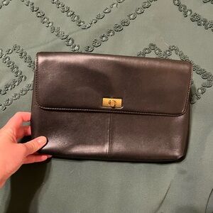 J. Crew Black Clutch with Gold Clasp